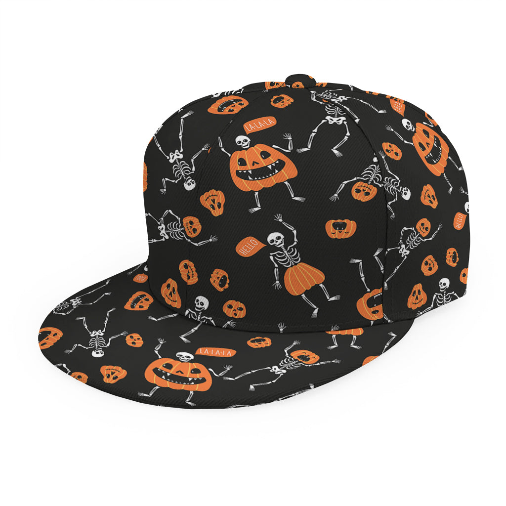 Halloween Skeleton And Pumpkin Print Snapback Cap
