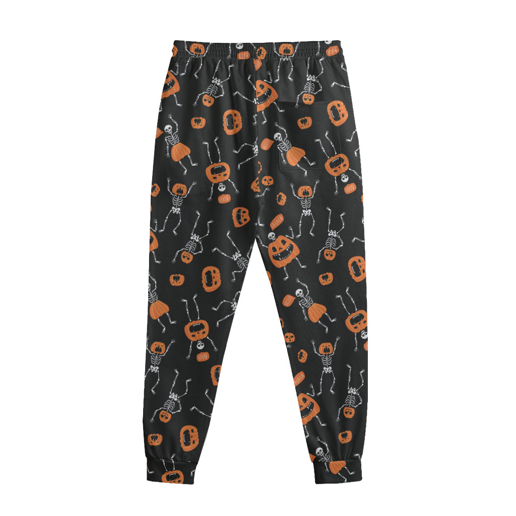 Halloween Skeleton And Pumpkin Print Sweatpants