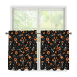Halloween Skeleton And Pumpkin Print Tier Curtains