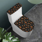 Halloween Skeleton And Pumpkin Print Toilet Lid And Tank Cover Set