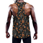 Halloween Skeleton And Pumpkin Print Training Tank Top