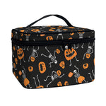 Halloween Skeleton And Pumpkin Print Travel Makeup Bag