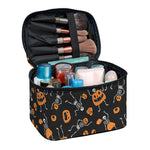 Halloween Skeleton And Pumpkin Print Travel Makeup Bag