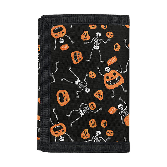 Halloween Skeleton And Pumpkin Print Trifold Wallet