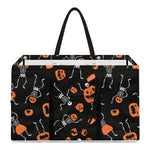 Halloween Skeleton And Pumpkin Print Utility Tote Bag