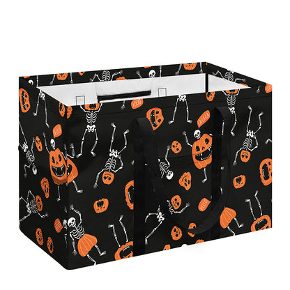 Halloween Skeleton And Pumpkin Print Utility Tote Bag