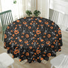 Halloween Skeleton And Pumpkin Print Waterproof Round Tablecloth