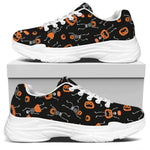 Halloween Skeleton And Pumpkin Print White Chunky Shoes