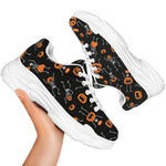 Halloween Skeleton And Pumpkin Print White Chunky Shoes
