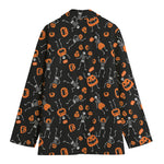 Halloween Skeleton And Pumpkin Print Women's Blazer