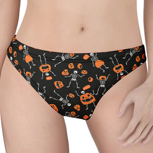 Halloween Skeleton And Pumpkin Print Women's Thong