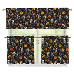 Halloween Skeleton Party Pattern Print 3 Piece Kitchen Curtains