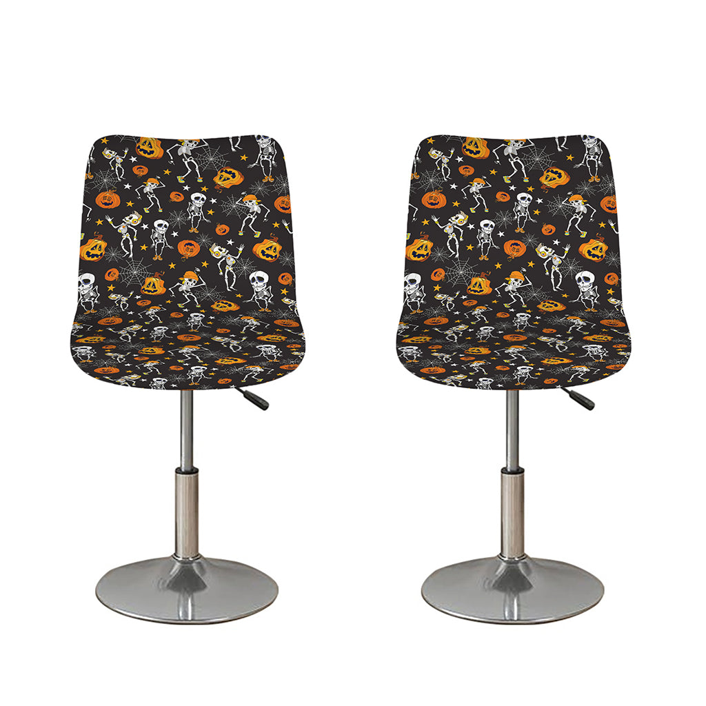 Halloween Skeleton Party Pattern Print Bar Stool Covers