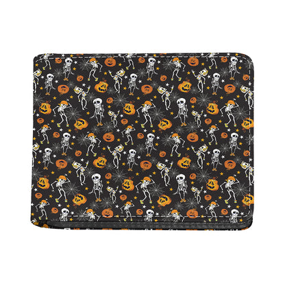 Halloween Skeleton Party Pattern Print Bifold Wallet