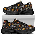 Halloween Skeleton Party Pattern Print Black Chunky Shoes