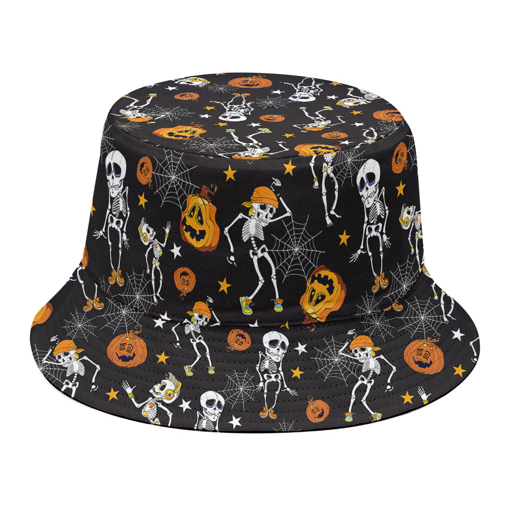 Halloween Skeleton Party Pattern Print Bucket Hat