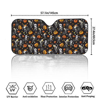 Halloween Skeleton Party Pattern Print Car Windshield Sun Shade