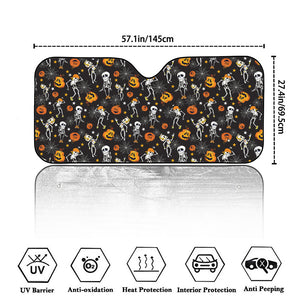 Halloween Skeleton Party Pattern Print Car Windshield Sun Shade