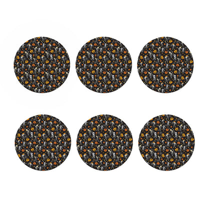 Halloween Skeleton Party Pattern Print Coaster Set
