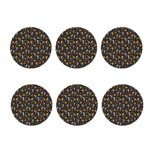 Halloween Skeleton Party Pattern Print Coaster Set