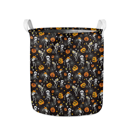 Halloween Skeleton Party Pattern Print Collapsible Laundry Basket