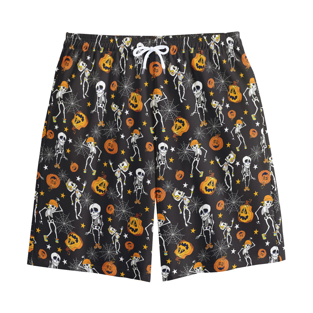 Halloween Skeleton Party Pattern Print Cotton Shorts