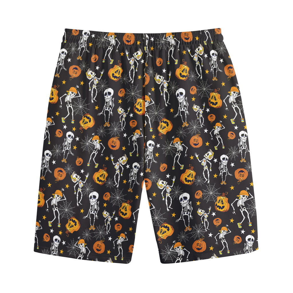 Halloween Skeleton Party Pattern Print Cotton Shorts