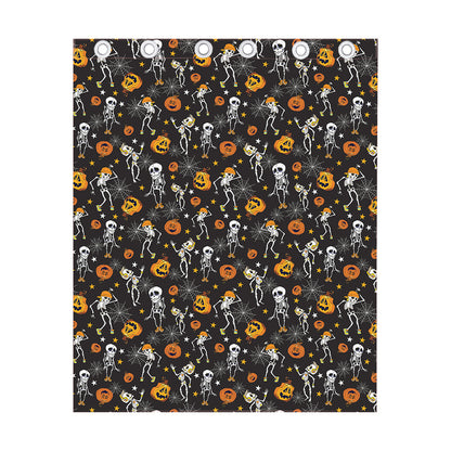Halloween Skeleton Party Pattern Print Curtain