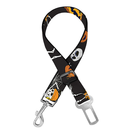 Halloween Skeleton Party Pattern Print Dog Seat Belt