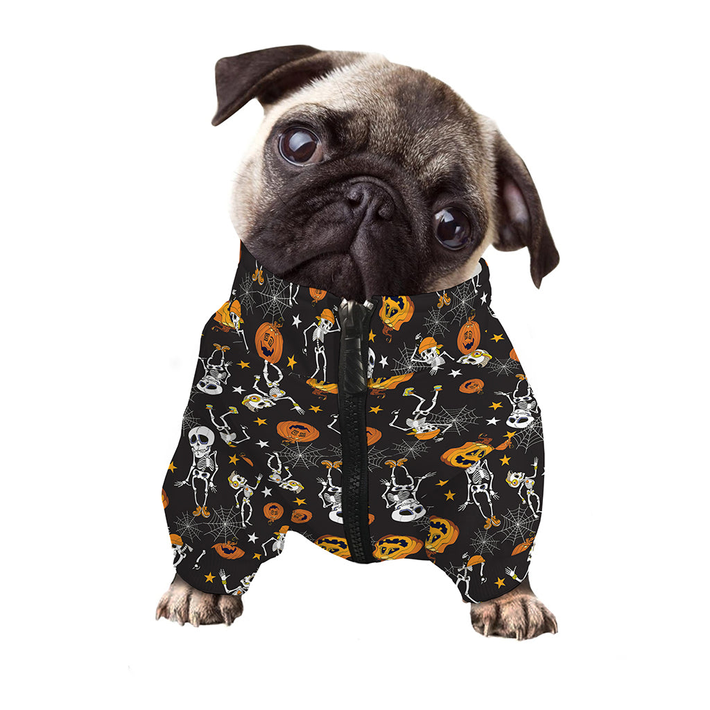Halloween Skeleton Party Pattern Print Dog Zip Up Jacket