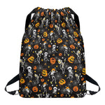 Halloween Skeleton Party Pattern Print Drawstring Backpack