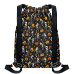 Halloween Skeleton Party Pattern Print Drawstring Backpack