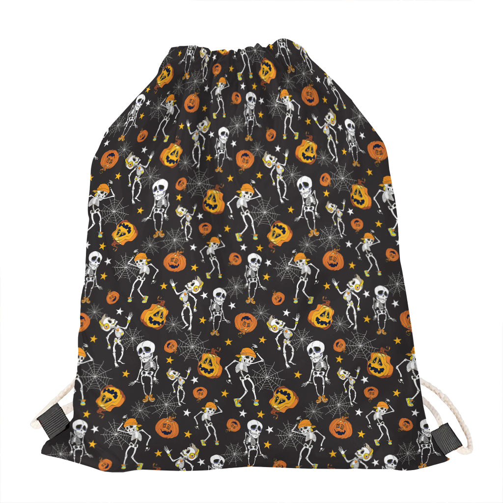 Halloween Skeleton Party Pattern Print Drawstring Bag