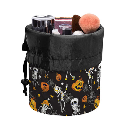 Halloween Skeleton Party Pattern Print Drawstring Makeup Bag