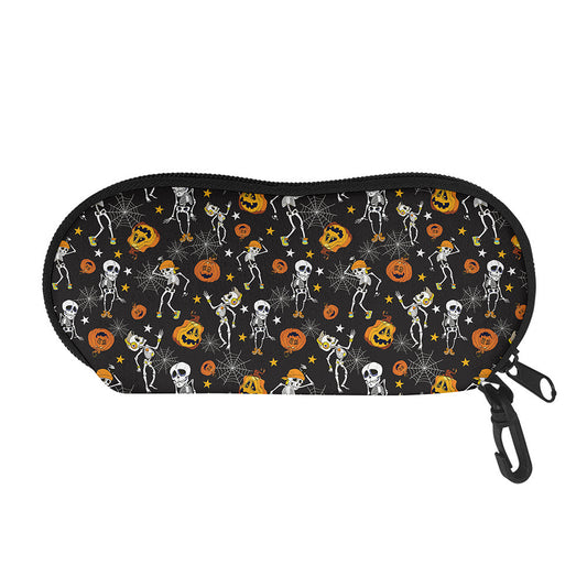 Halloween Skeleton Party Pattern Print Glasses Case