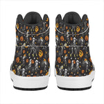 Halloween Skeleton Party Pattern Print High Top Leather Sneakers