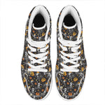 Halloween Skeleton Party Pattern Print High Top Leather Sneakers