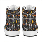 Halloween Skeleton Party Pattern Print High Top Leather Sneakers