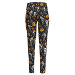 Halloween Skeleton Party Pattern Print High-Waisted Pocket Leggings