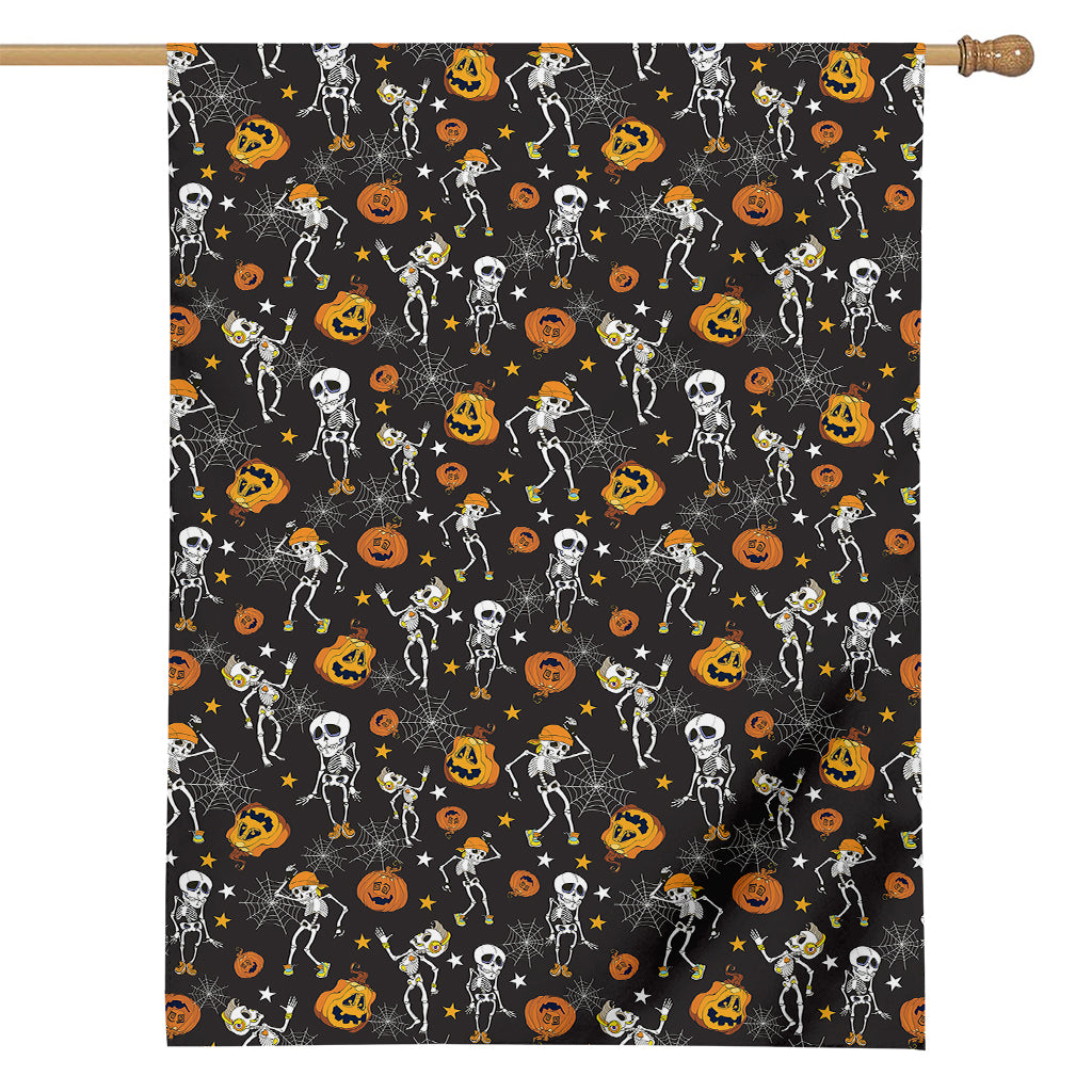 Halloween Skeleton Party Pattern Print House Flag