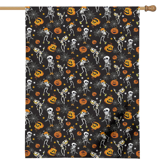 Halloween Skeleton Party Pattern Print House Flag