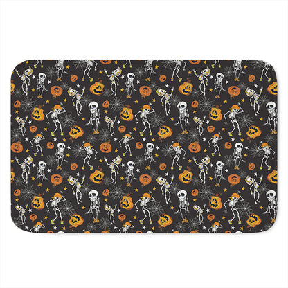 Halloween Skeleton Party Pattern Print Indoor Door Mat