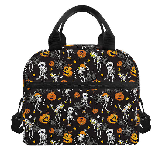 Halloween Skeleton Party Pattern Print Insulated Lunch Bag