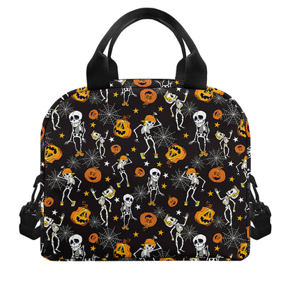 Halloween Skeleton Party Pattern Print Insulated Lunch Bag