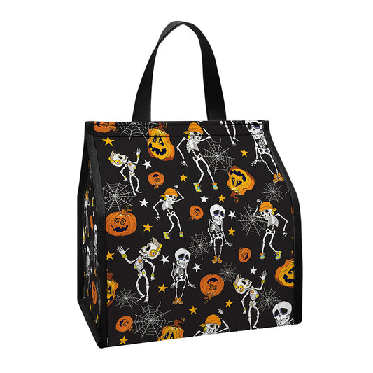 Halloween Skeleton Party Pattern Print Insulated Lunch Tote
