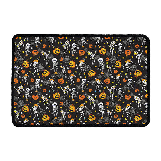 Halloween Skeleton Party Pattern Print Kitchen Mat