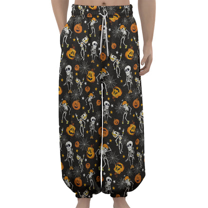 Halloween Skeleton Party Pattern Print Lantern Pants