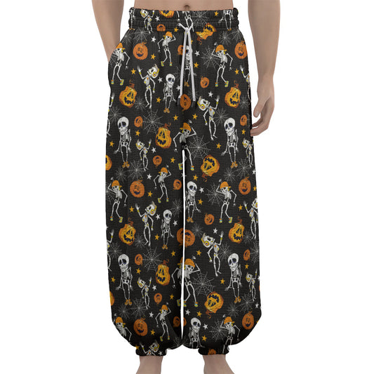 Halloween Skeleton Party Pattern Print Lantern Pants