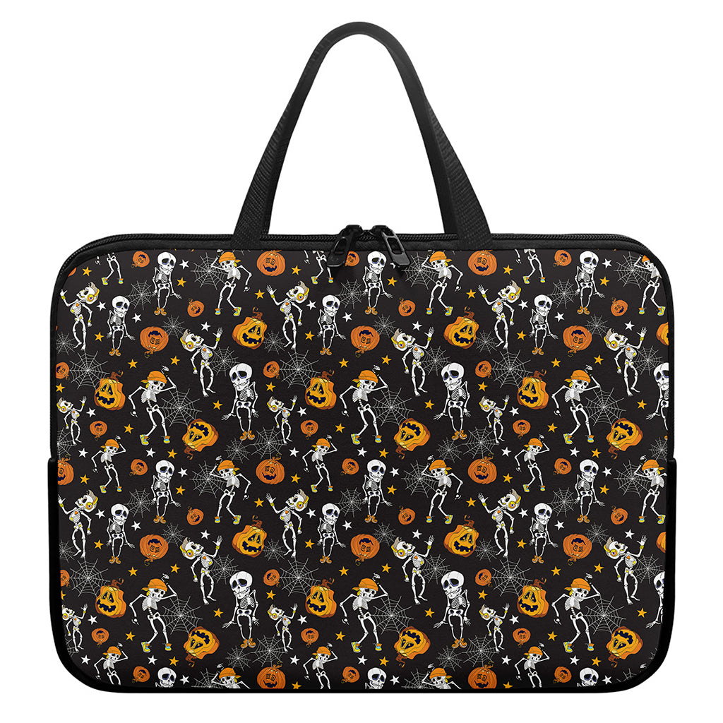 Halloween Skeleton Party Pattern Print Laptop Sleeve With Handle