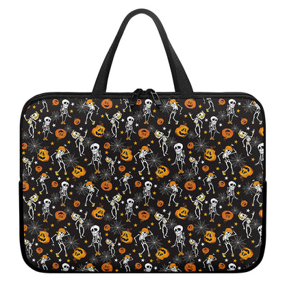 Halloween Skeleton Party Pattern Print Laptop Sleeve With Handle